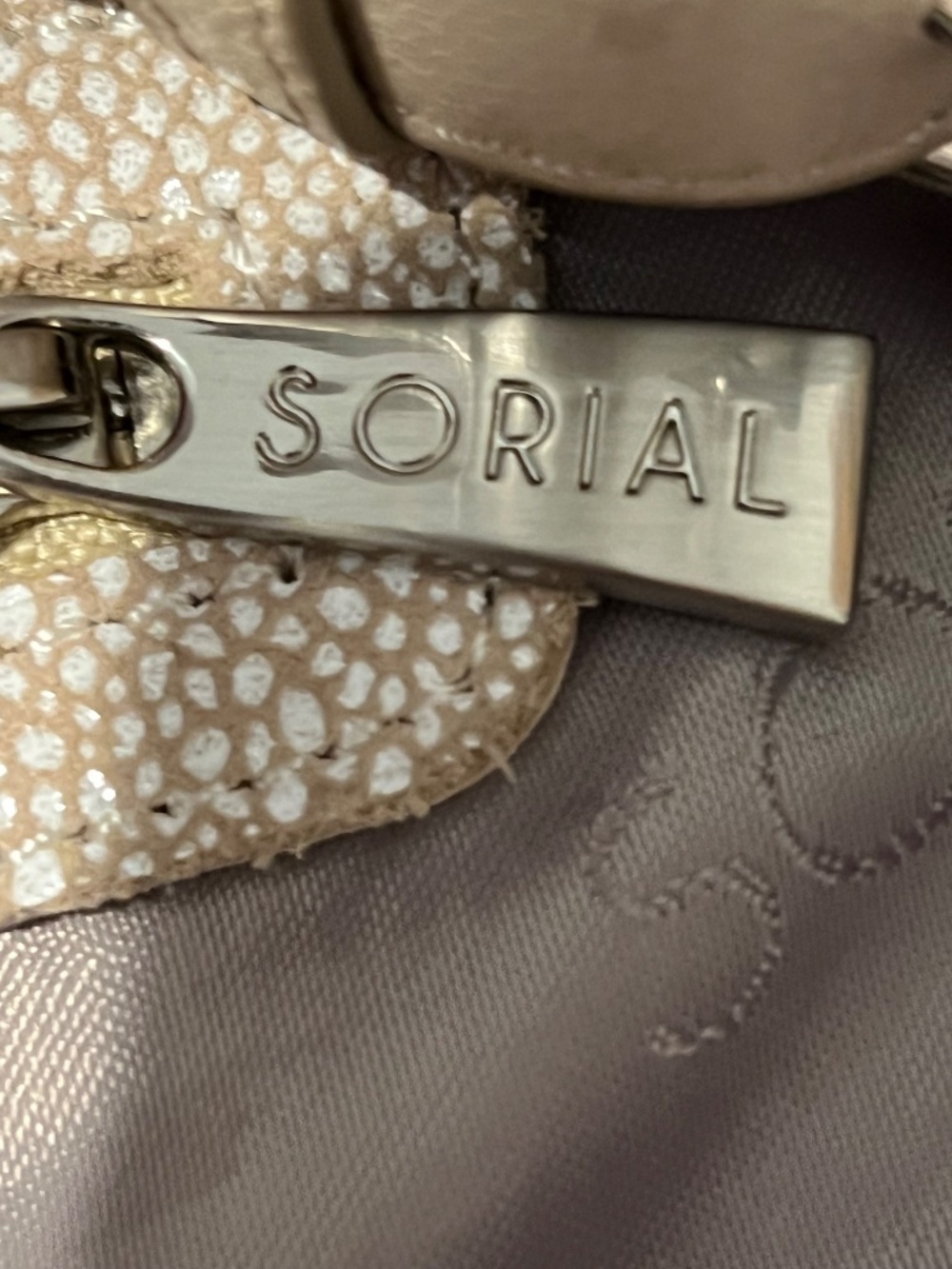 Sorial Lexi metallic taupe stingray-embossed leather hobo bag - Picture 7 of 14